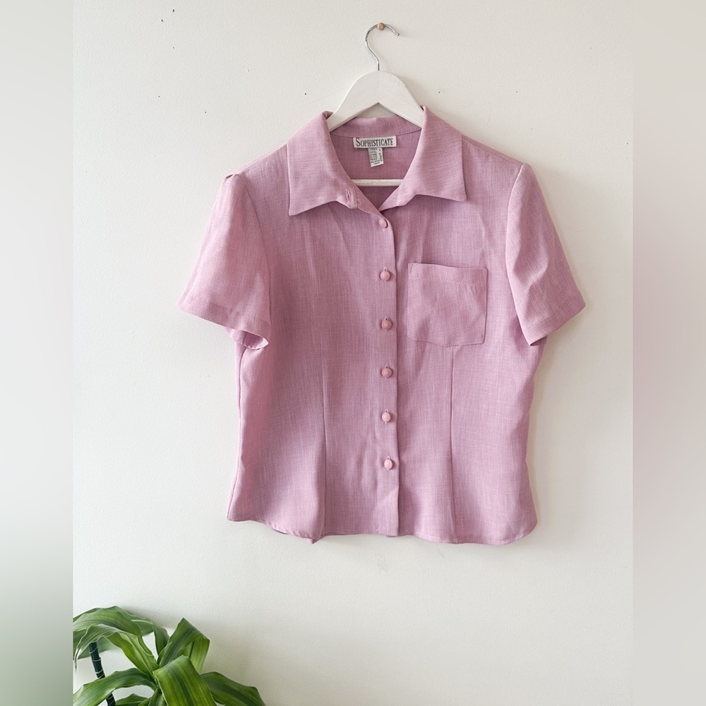 Vintage Blush Button Down Blouse - Size 10